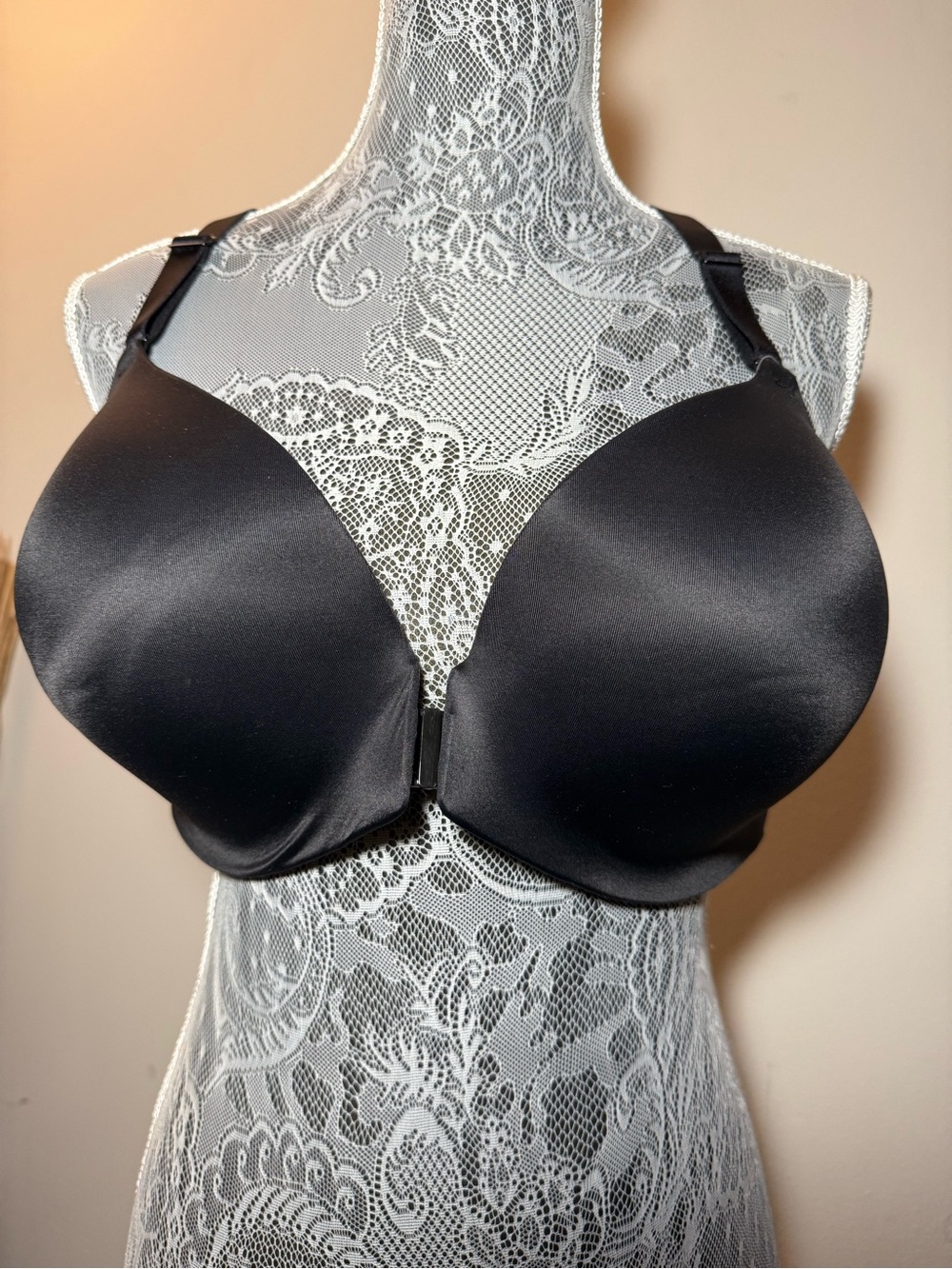 NWT Soma 40DD Black Underwire Enbliss Luxe Front Close Lace Racer Back Bra $59